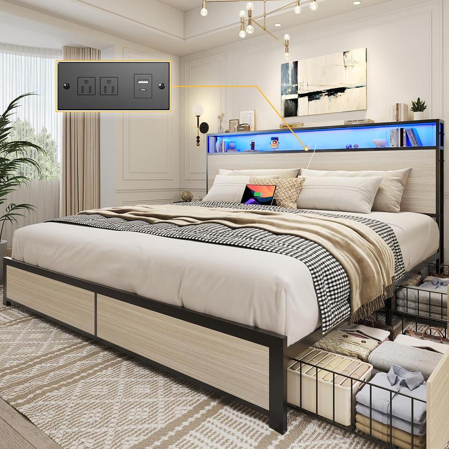 4 CAJONES, MADERA SOLIDA COLOR GRIS, LUZ LED — foto 1