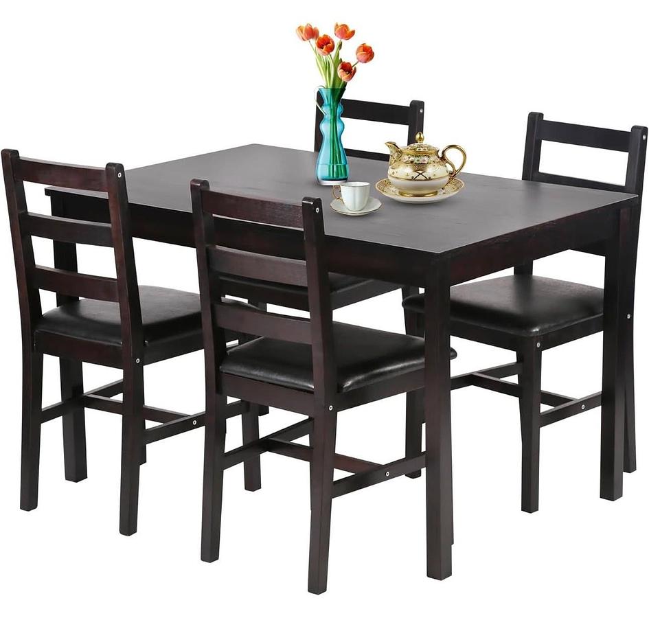 COMEDOR DE 5 PIEZAS DE MADERA SOLIDA — foto 1
