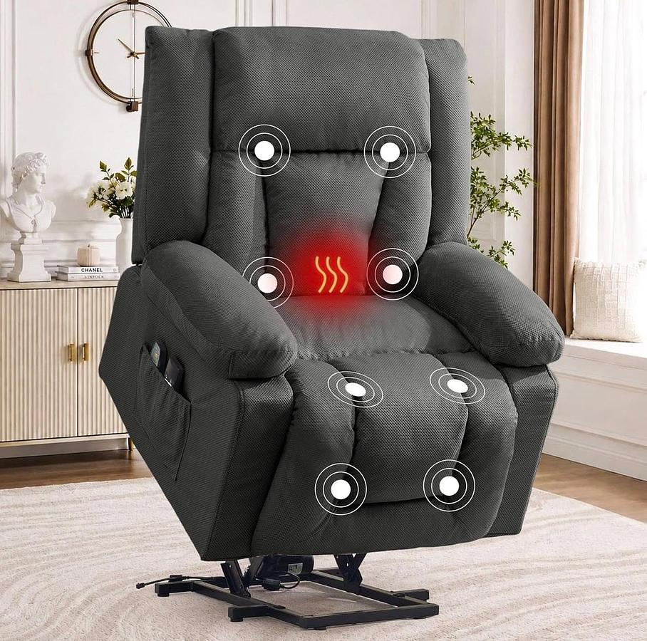 SOFA RECLINABLE ELECTRICO CON MASAJE Y CALOR XL, TELA WAFLE — foto 1